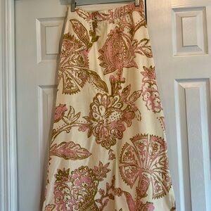 Spartina 449 Cream Maxi Skirt with Pink and Olive Floral Print